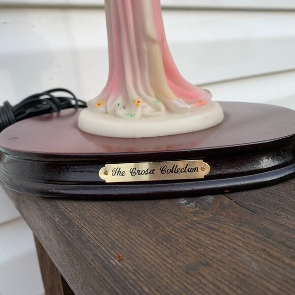 The CROSA Collection Table Lamp Lady with White Dog Beaded Shade Art Deco Style - Picture 4 of 13